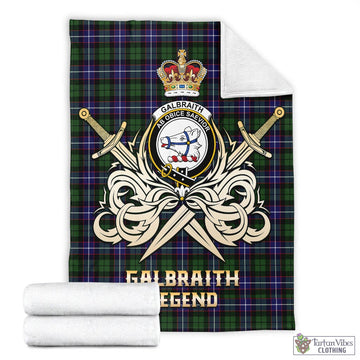 Galbraith Modern Tartan Blanket with Clan Crest and the Golden Sword of Courageous Legacy