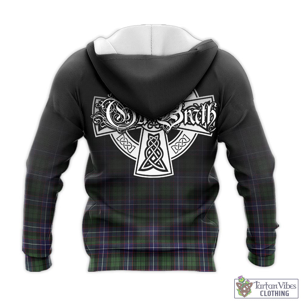 Tartan Vibes Clothing Galbraith Modern Tartan Knitted Hoodie Featuring Alba Gu Brath Family Crest Celtic Inspired