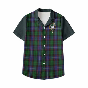 Galbraith Tartan Accent Kid Hawaiian Shirt with Family Crest