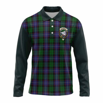 Galbraith Tartan Accent Long Sleeve Polo Shirt with Family Crest