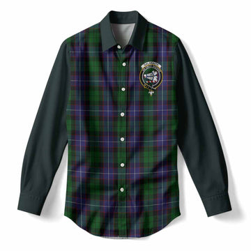 Galbraith Tartan Accent Women Casual Shirt with Family Crest