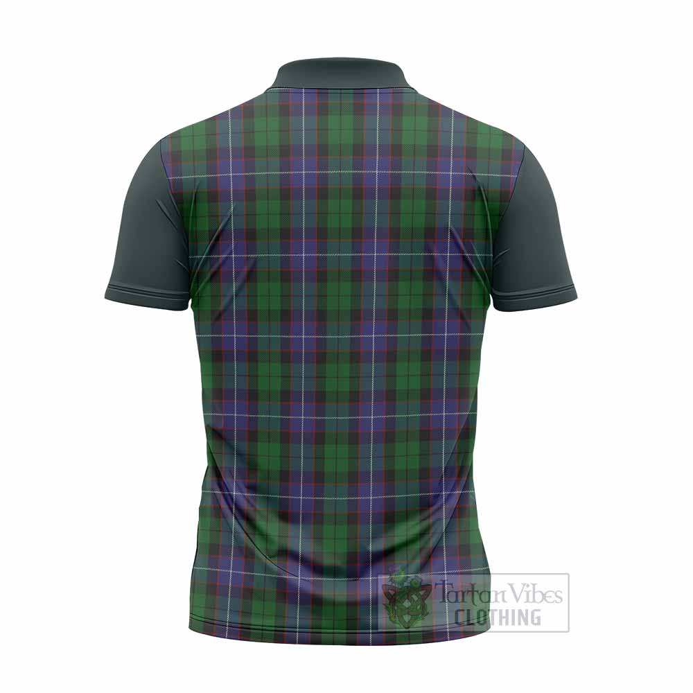Galbraith Tartan Accent Zipper Polo Shirt with Family Crest