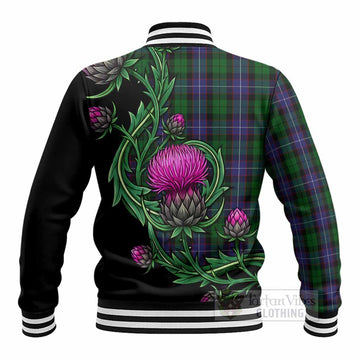 Galbraith Tartan Baseball Jacket Resilient Scottish Thistle - Tartan Vibes Clothing