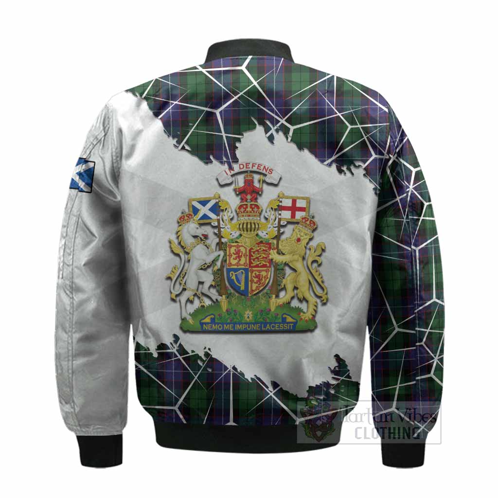 Galbraith Tartan Bomber Jacket with Family Crest and Lion Rampant Grunge Style