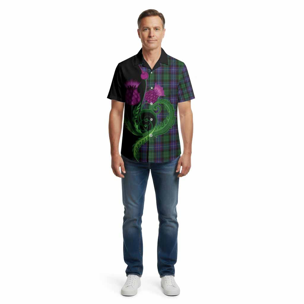 Galbraith Tartan Cotton Hawaiian Shirt Traditional Scottish Thistle