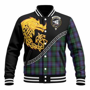 Galbraith Tartan Crest Baseball Jacket Legendary Dragon Knot Half Style