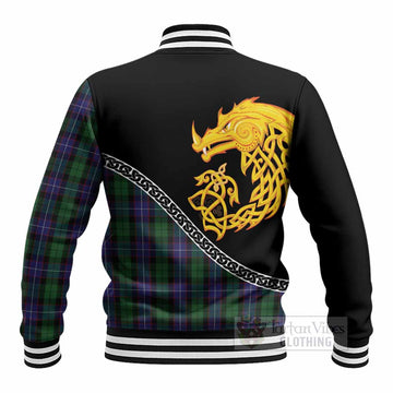 Galbraith Tartan Crest Baseball Jacket Legendary Dragon Knot Half Style