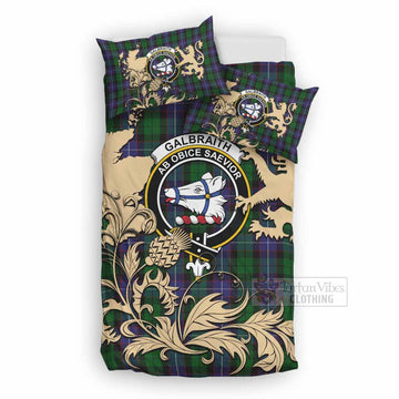 Galbraith Tartan Crest Bedding Set with Scottish Iconic Symbols 
