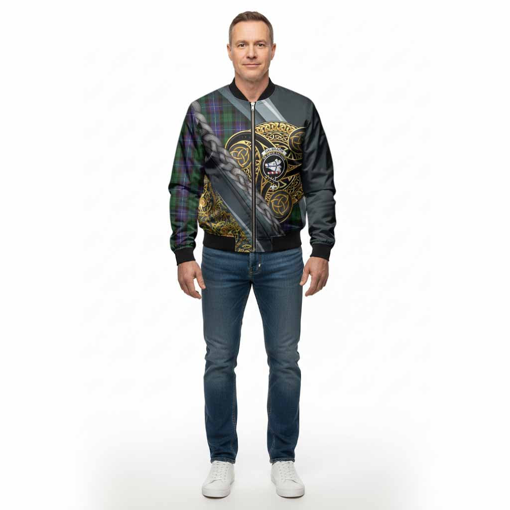 Galbraith Tartan Crest Bomber Jacket Scottish Triskele Celtic