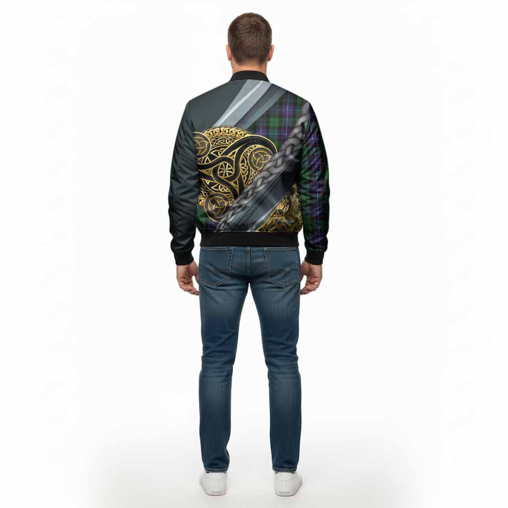 Galbraith Tartan Crest Bomber Jacket Scottish Triskele Celtic