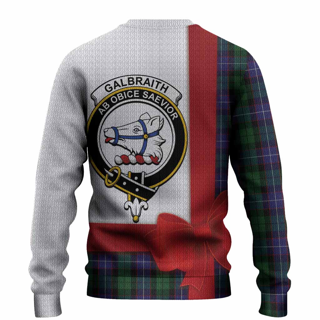 Galbraith Tartan Crest Christmas Christmas Ugly Sweater Highland Cow Bagpipes Coquette Bow Style