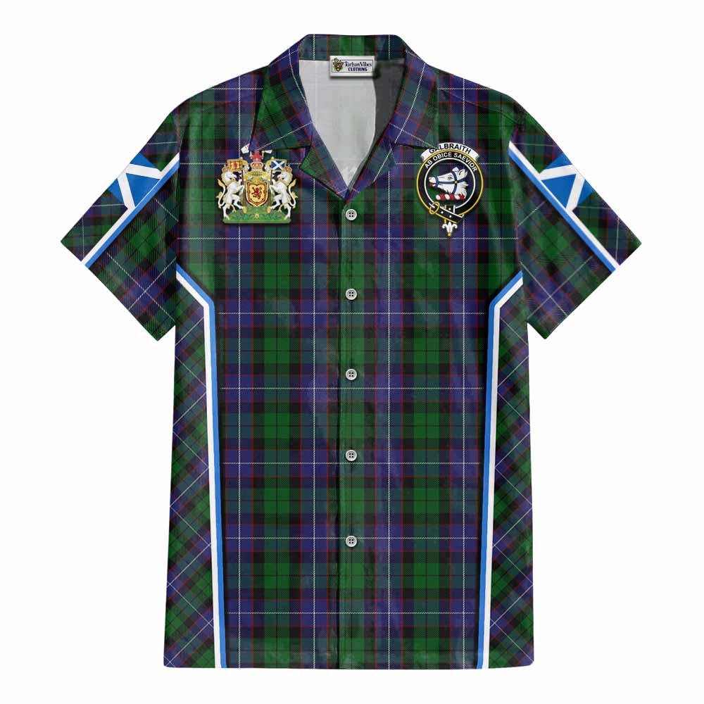 Galbraith Tartan Crest Cotton Hawaiian Shirt Scotland Coat of Arm Flag Style - Tartan Vibes Clothing