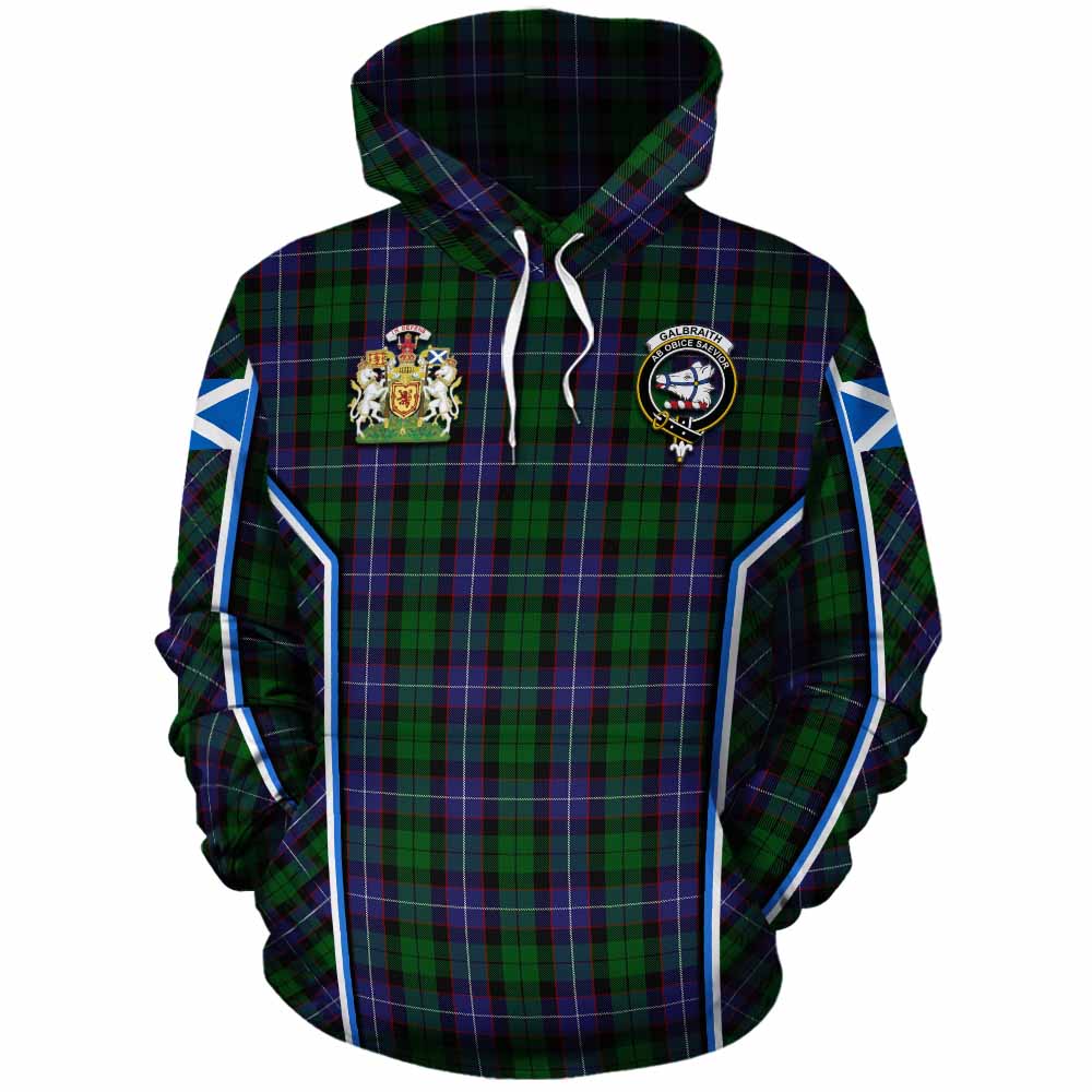 Galbraith Tartan Crest Cotton Hoodie Scotland Coat of Arm Flag Style - Tartan Vibes Clothing