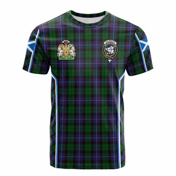 Galbraith Tartan Crest Cotton T-shirt Scotland Coat of Arm Flag Style - Tartan Vibes Clothing