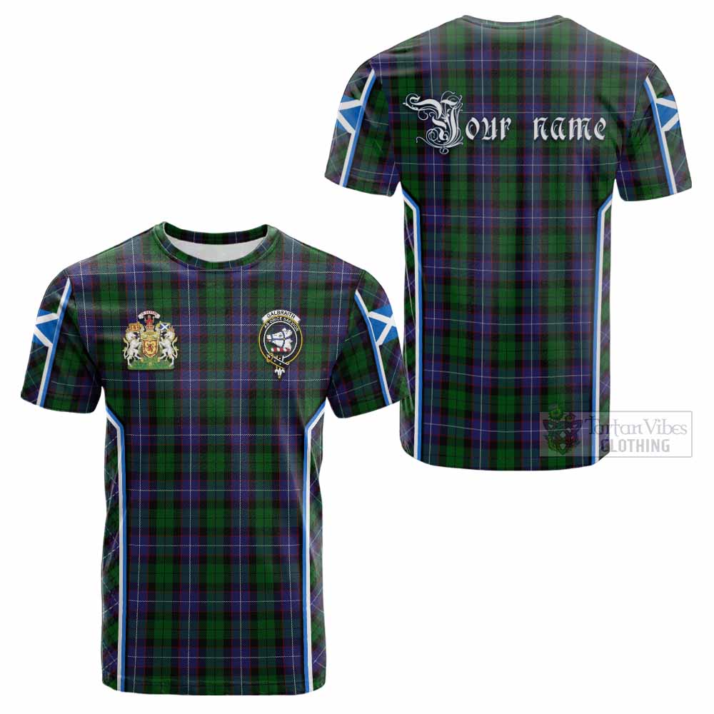 Galbraith Tartan Crest Cotton T-shirt Scotland Coat of Arm Flag Style - Tartan Vibes Clothing