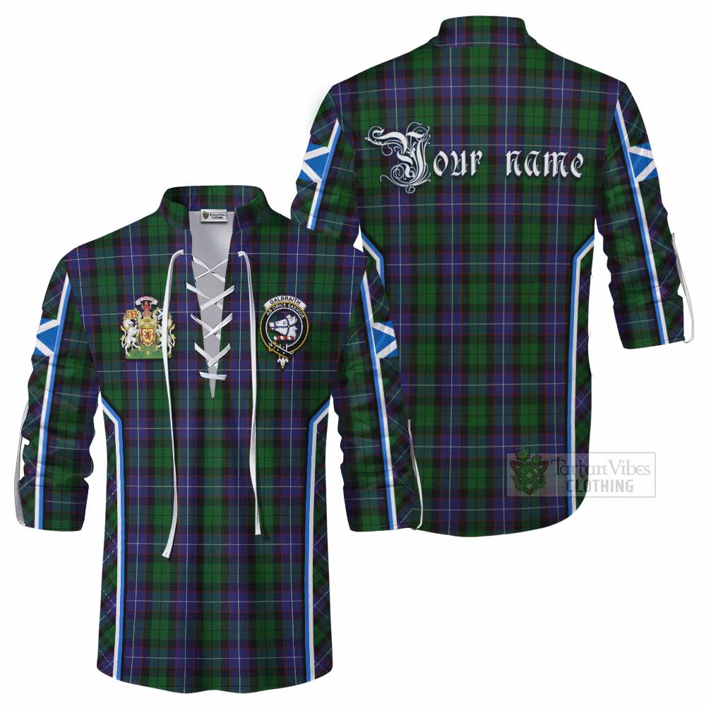 Galbraith Tartan Crest Ghillie Kilt Shirt Scotland Coat of Arm Flag Style - Tartan Vibes Clothing