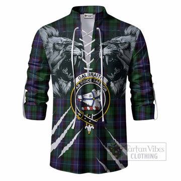 Galbraith Tartan Crest Ghillie Shirt Ferocious Lion Style
