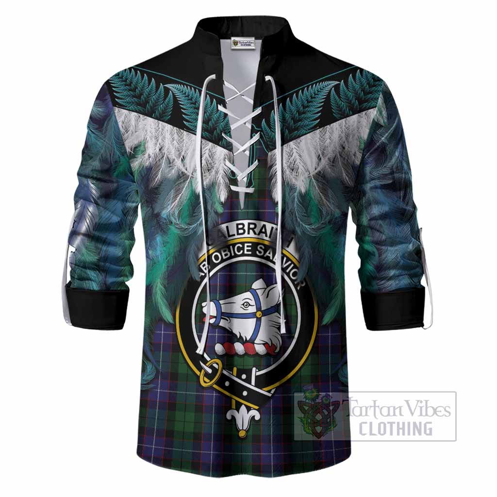 Galbraith Tartan Crest Ghillie Shirt New Zealand Maori Korowai Cloak