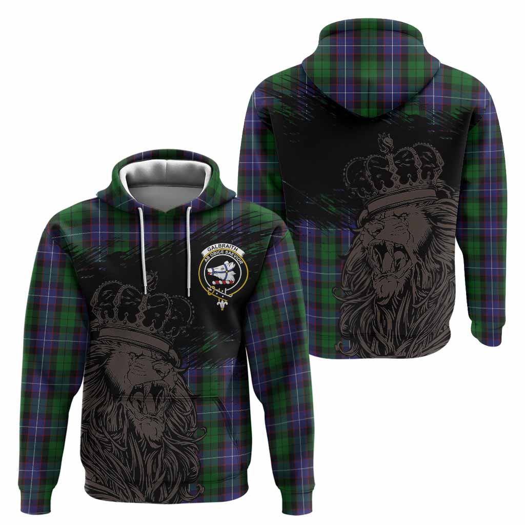 Galbraith Tartan Crest Hoodie Crowned Lion Heritage Style