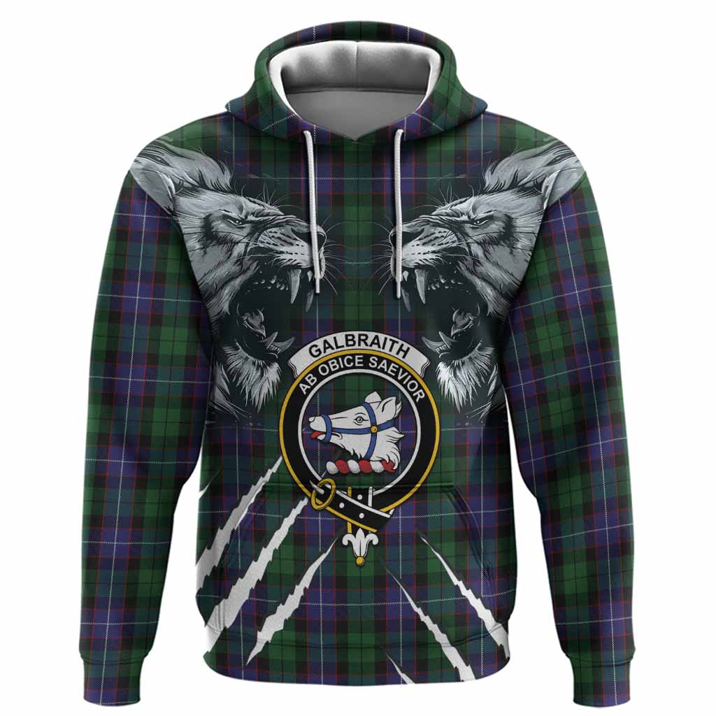 Galbraith Tartan Crest Hoodie Ferocious Lion Style