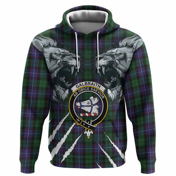 Galbraith Tartan Crest Hoodie Ferocious Lion Style