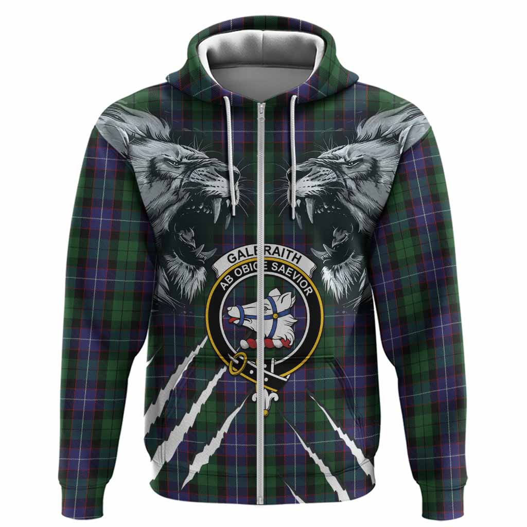 Galbraith Tartan Crest Hoodie Ferocious Lion Style
