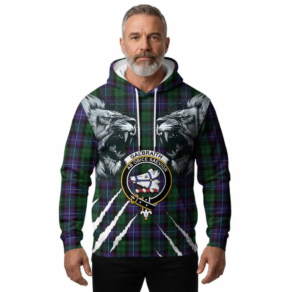 Galbraith Tartan Crest Hoodie Ferocious Lion Style