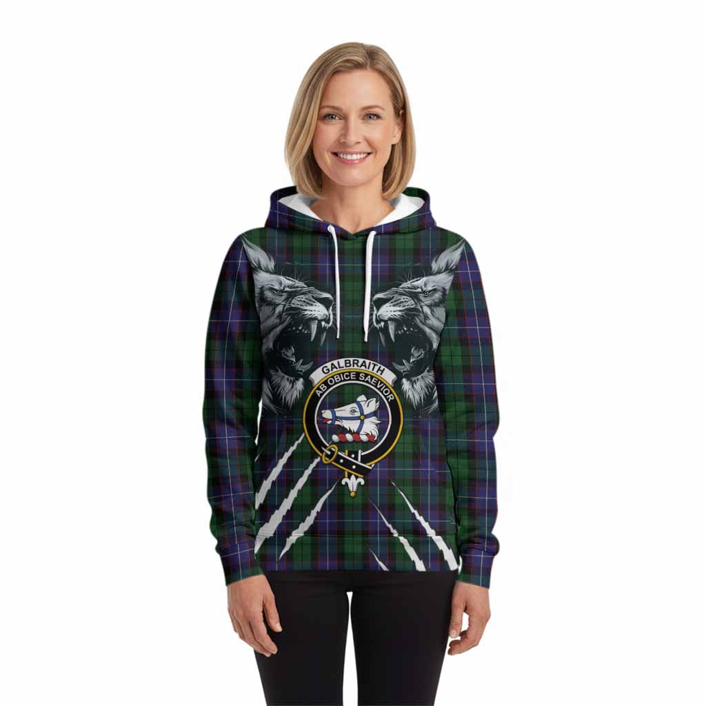 Galbraith Tartan Crest Hoodie Ferocious Lion Style
