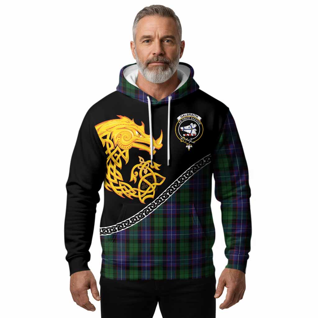 Galbraith Tartan Crest Hoodie Legendary Dragon Knot Half Style