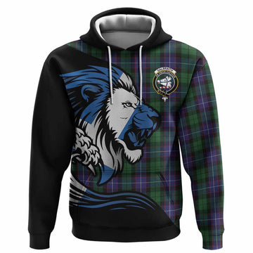 Galbraith Tartan Crest Hoodie Scottish Golden Lions Wave Flow