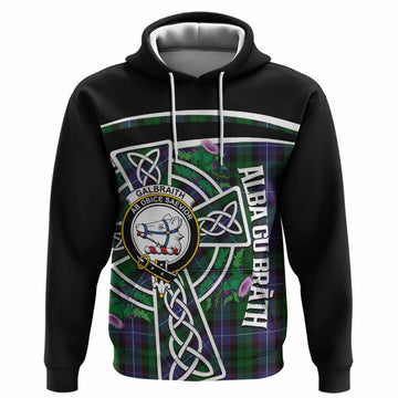 Galbraith Tartan Crest Hoodie Scottish Thistle Celtic Cross Alba Gu Brath