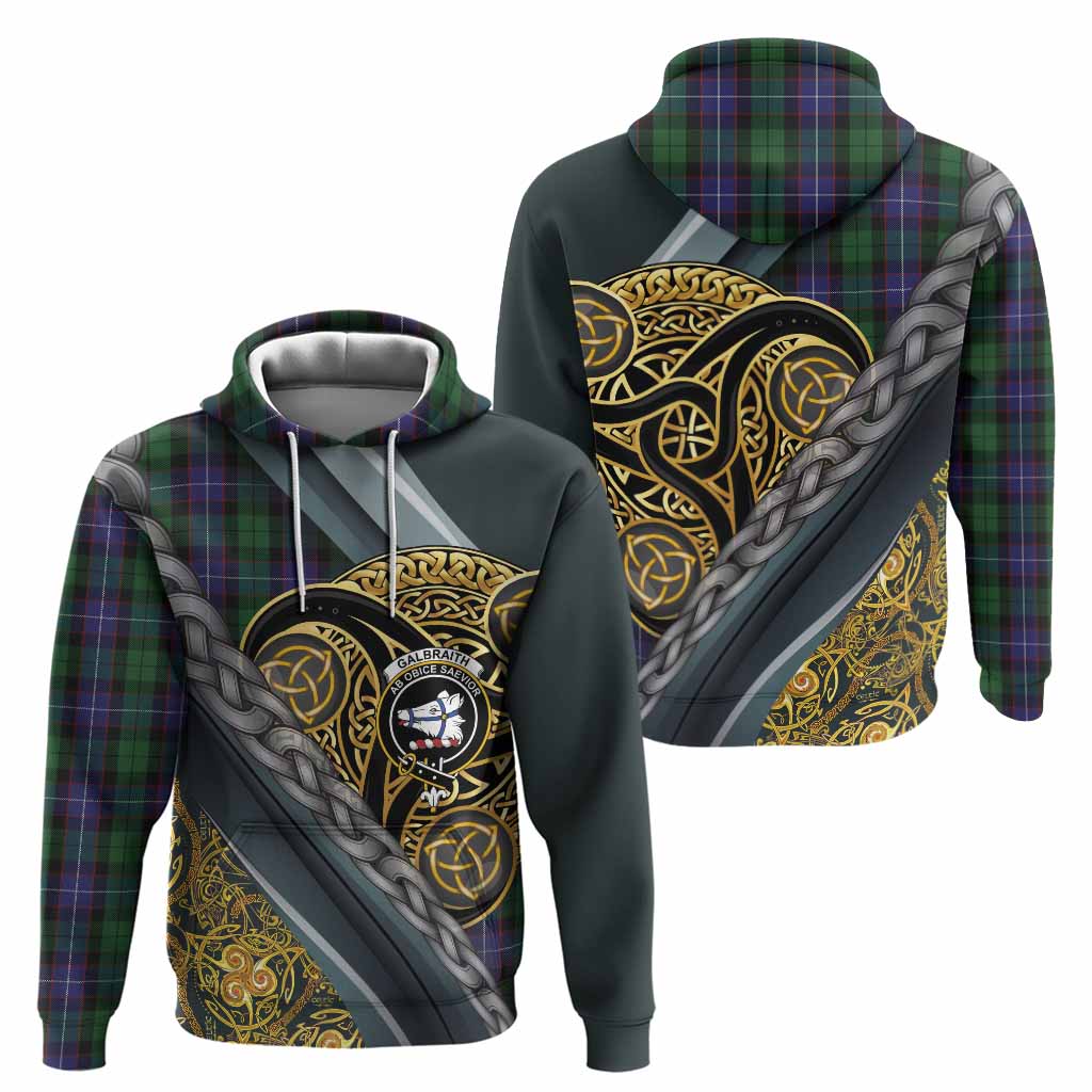 Galbraith Tartan Crest Hoodie Scottish Triskele Celtic