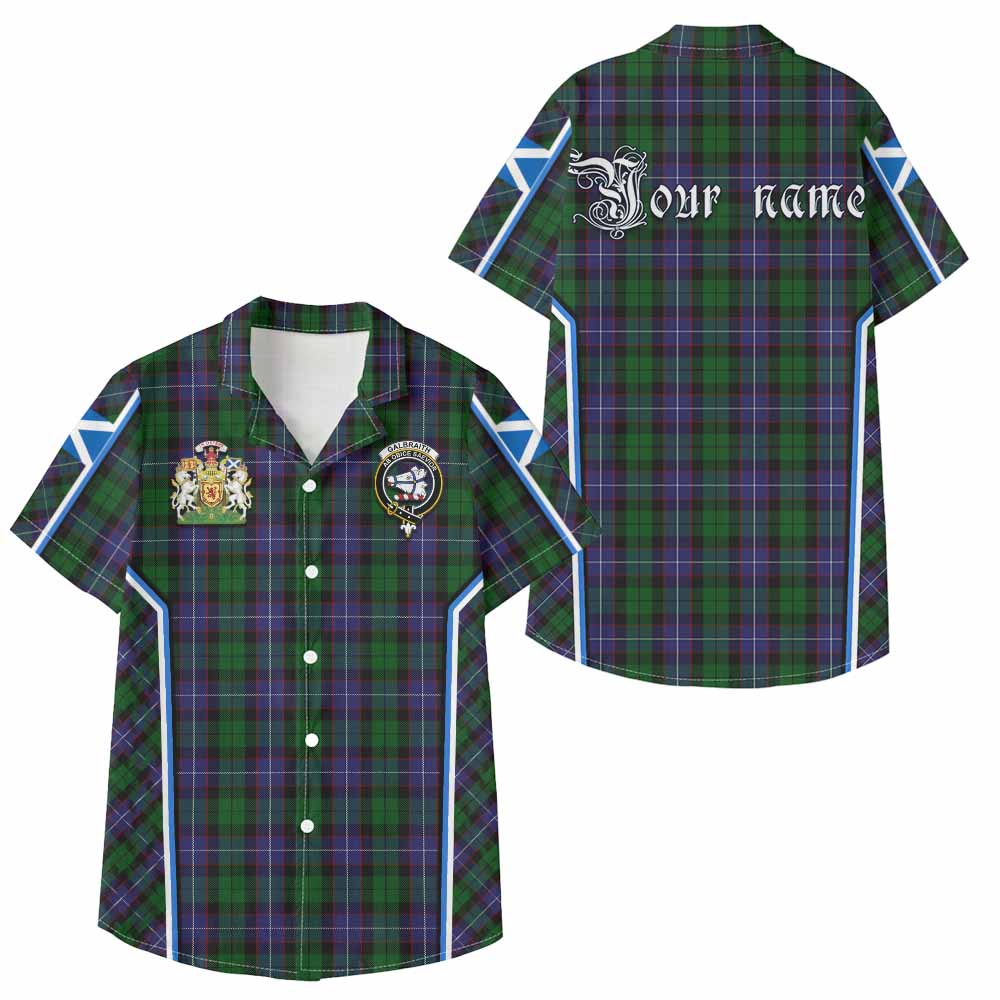 Galbraith Tartan Crest Kid Hawaiian Shirt Scotland Coat of Arm Flag Style - Tartan Vibes Clothing