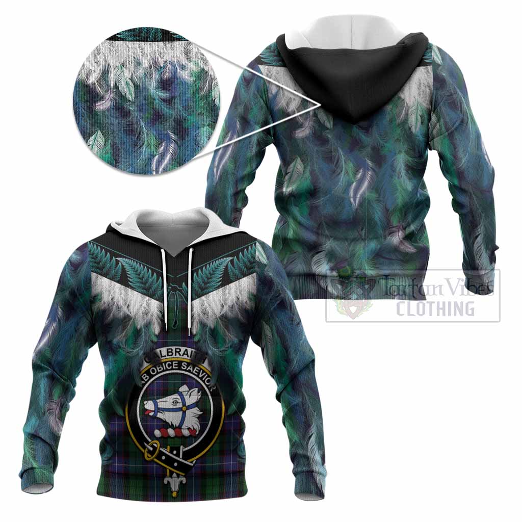 Galbraith Tartan Crest Knitted Hoodie New Zealand Maori Korowai Cloak