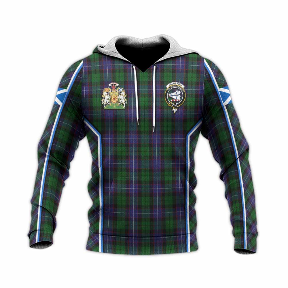 Galbraith Tartan Crest Knitted Hoodie Scotland Coat of Arm Flag Style - Tartan Vibes Clothing