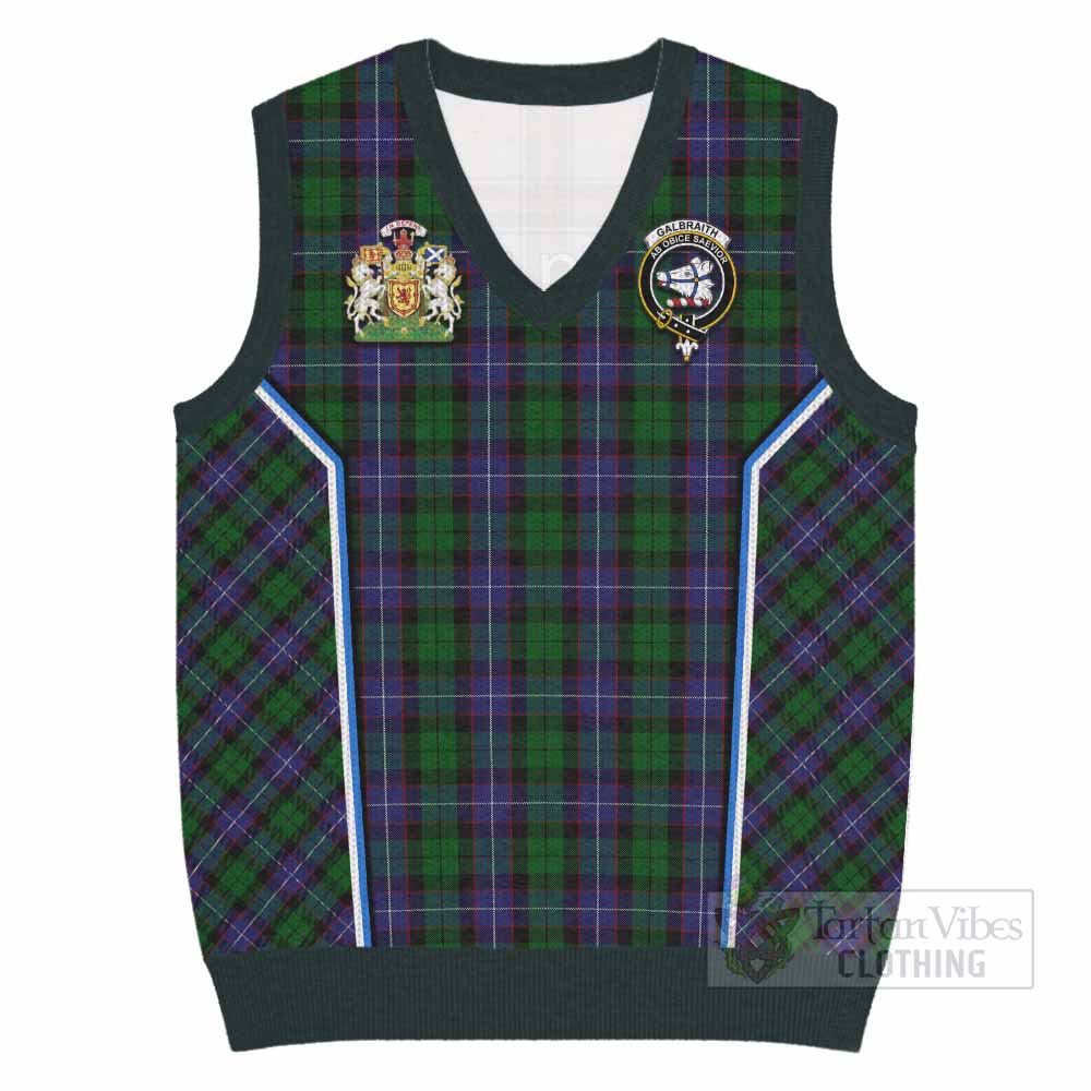 Galbraith Tartan Crest Knitted V-Neck Vest Scotland Coat of Arm Flag Style - Tartan Vibes Clothing