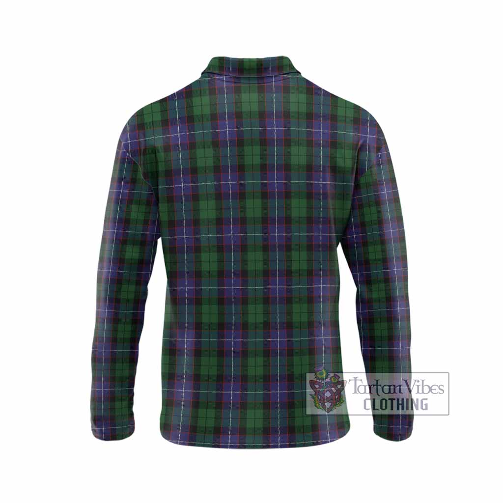 Galbraith Tartan Crest Long Sleeve Polo Shirt Ferocious Lion Style