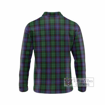 Galbraith Tartan Crest Long Sleeve Polo Shirt Ferocious Lion Style