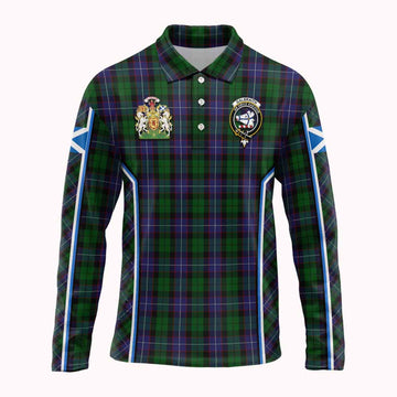 Galbraith Tartan Crest Long Sleeve Polo Shirt Scotland Coat of Arm Flag Style