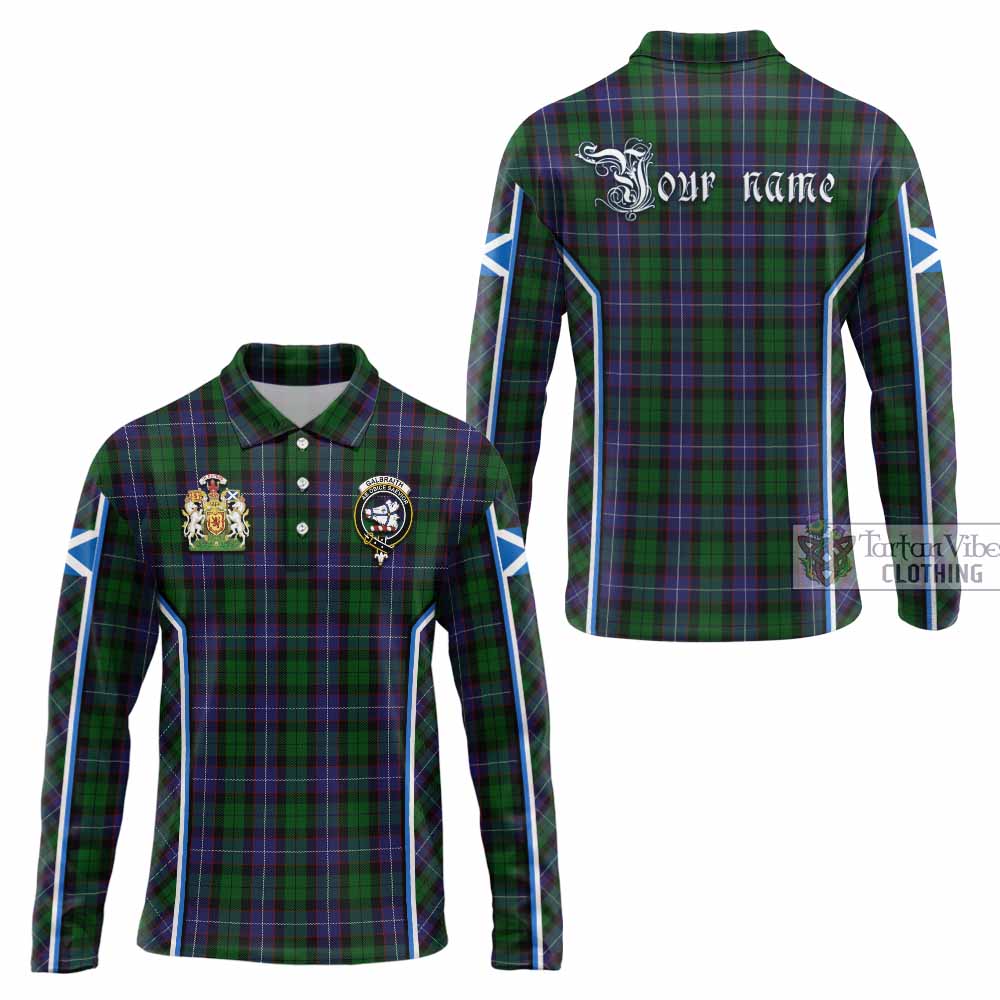 Galbraith Tartan Crest Long Sleeve Polo Shirt Scotland Coat of Arm Flag Style - Tartan Vibes Clothing