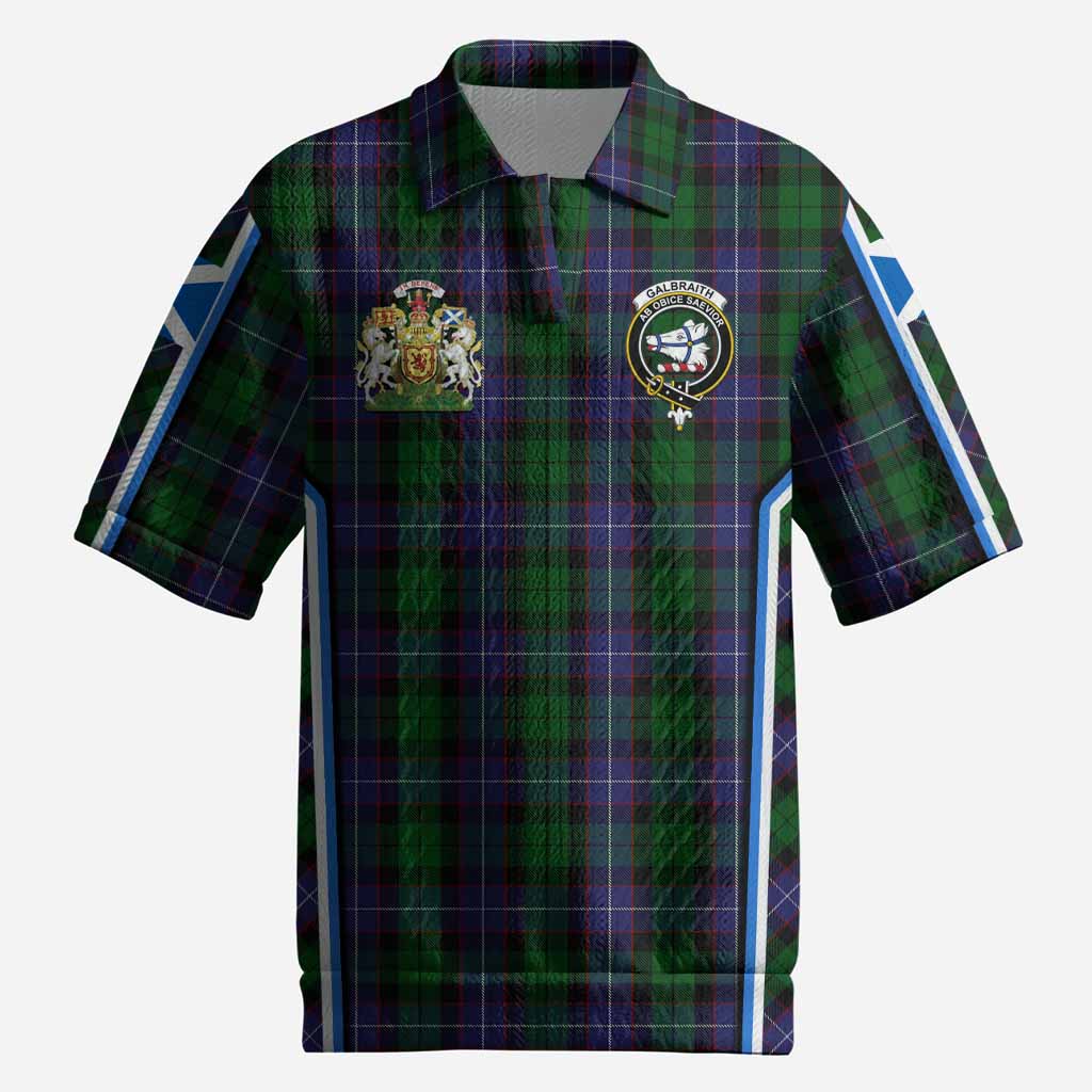 Galbraith Tartan Crest Men’s Polo Sweater Top Scotland Coat of Arm Flag Style