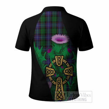 Galbraith Tartan Crest Polo Shirt Celtic Cross Thistle Flowers