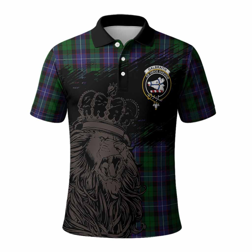 Galbraith Tartan Crest Polo Shirt Crowned Lion Heritage Style