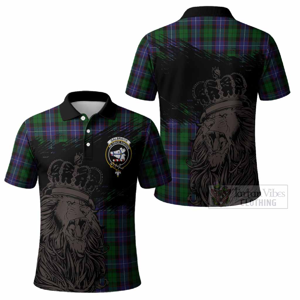 Galbraith Tartan Crest Polo Shirt Crowned Lion Heritage Style