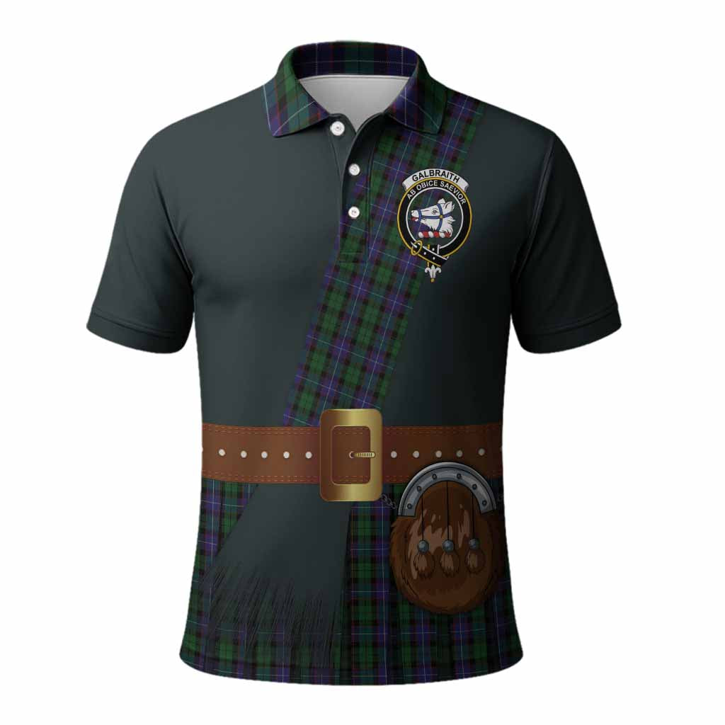 Galbraith Tartan Crest Polo Shirt Kilt Costume Style