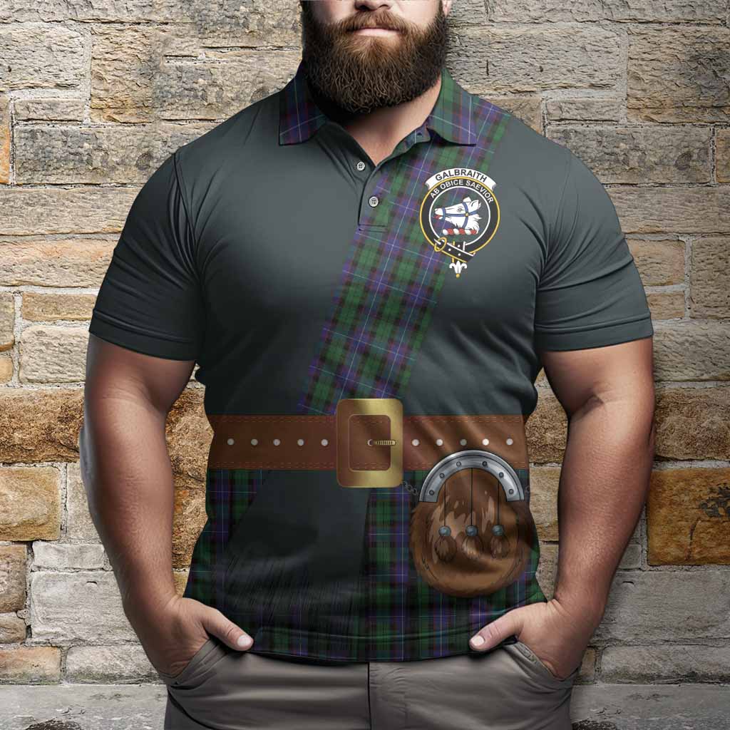Galbraith Tartan Crest Polo Shirt Kilt Costume Style