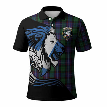 Galbraith Tartan Crest Polo Shirt Scottish Golden Lions Wave Flow