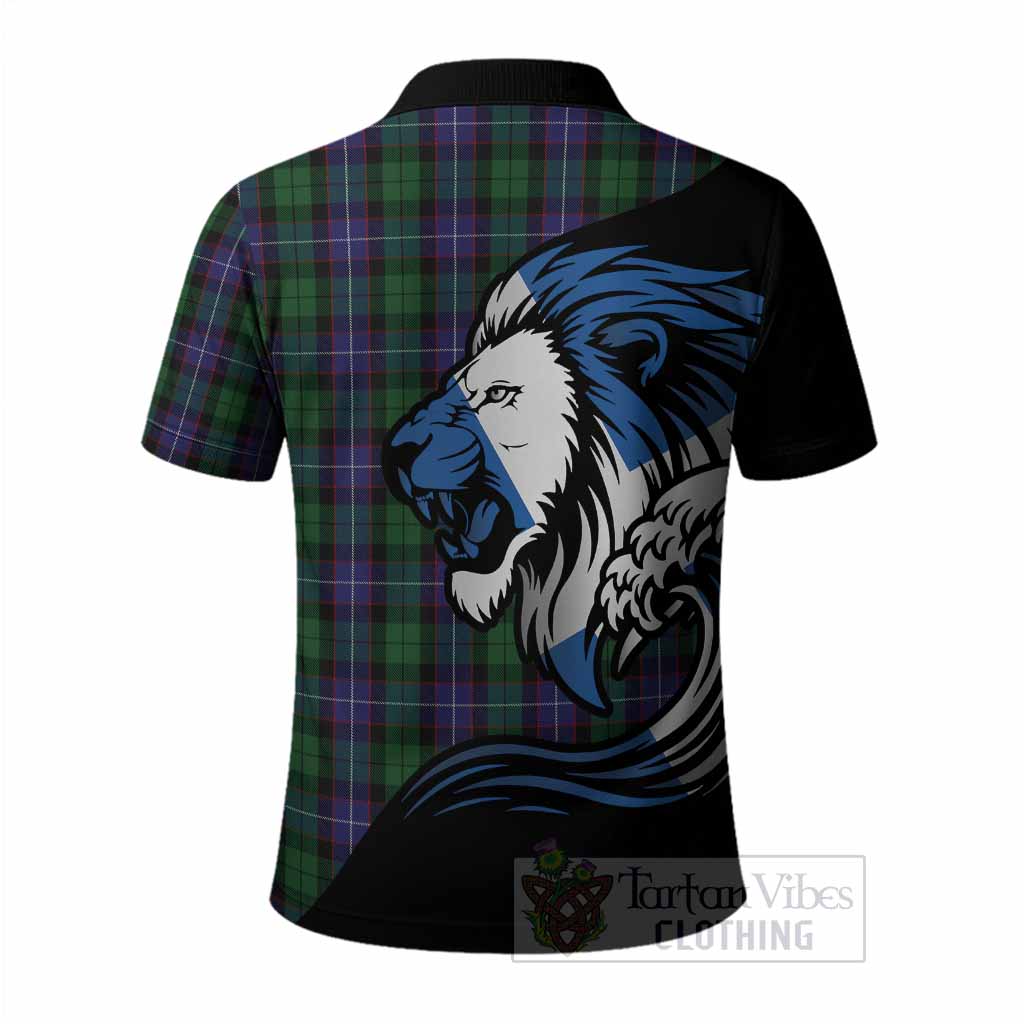 Galbraith Tartan Crest Polo Shirt Scottish Golden Lions Wave Flow