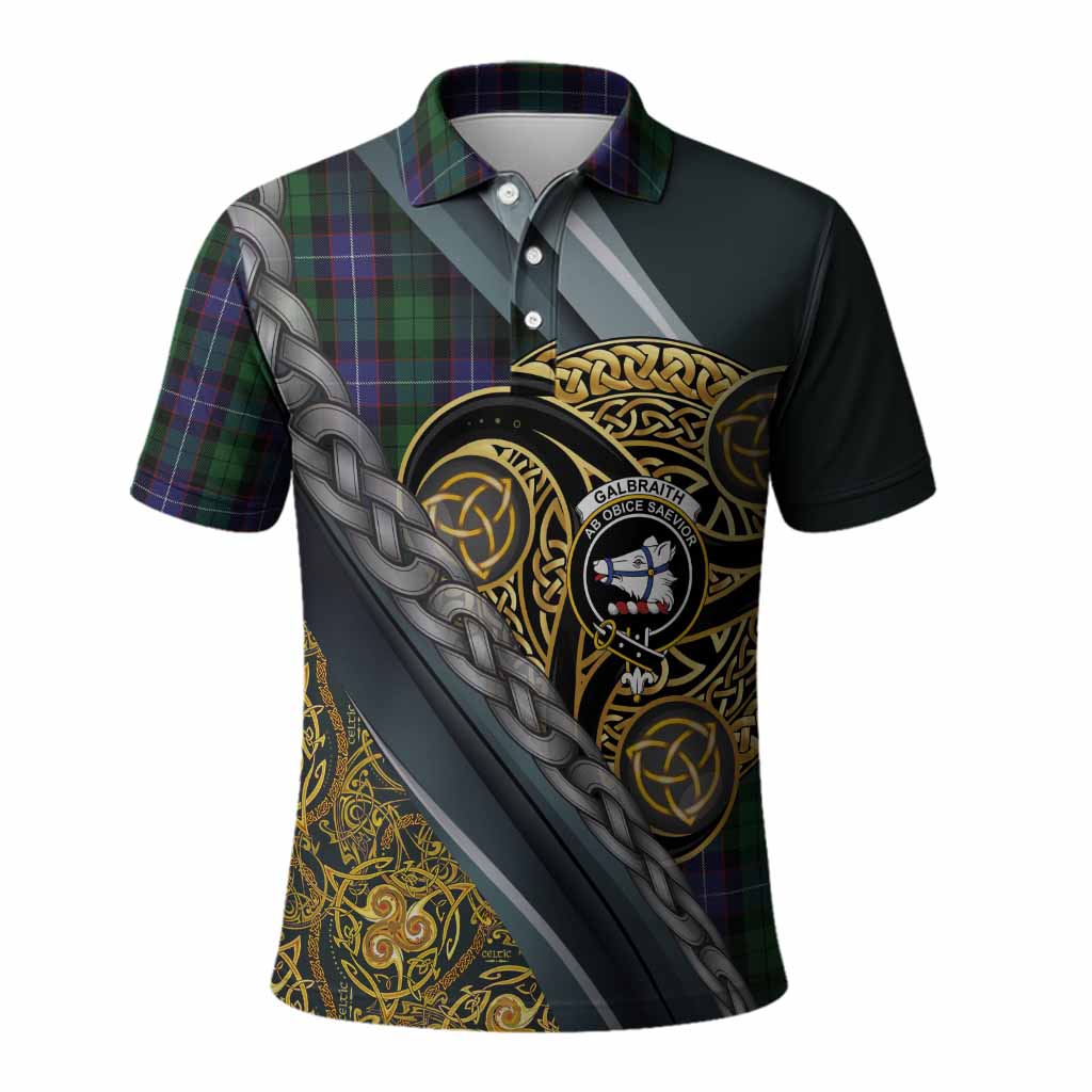 Galbraith Tartan Crest Polo Shirt Scottish Triskele Celtic