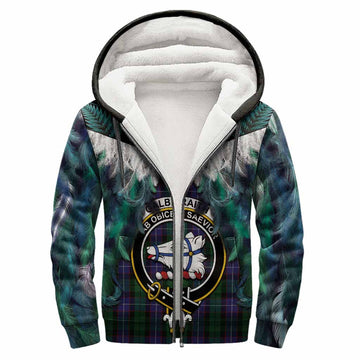 Galbraith Tartan Crest Sherpa Hoodie New Zealand Maori Korowai Cloak
